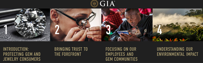 Bringing Clarity to Sustainability is GIA’s first sustainability report. The report explores the four areas listed above.
