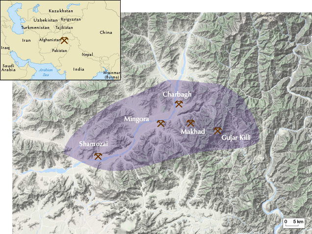 Map of the Swat Valley Emerald Deposit