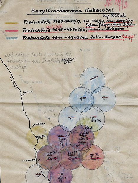 Overlapping exploration permits at Habachtal from the 1940s and 1950s