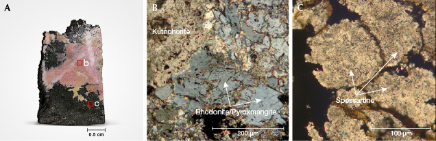 Analysis of a Swiss rhodonite slice