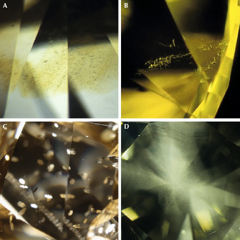 Inclusions in yellow and orange diamonds