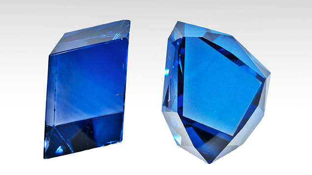 The Grand Sapphire and a replica of the Tavernier Blue diamond