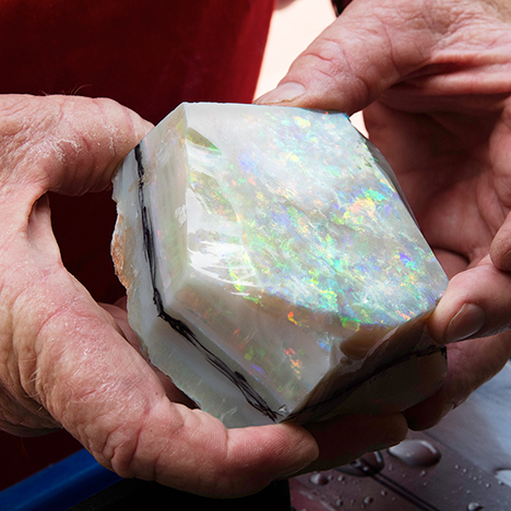 Rough opal marked and ready for cutting