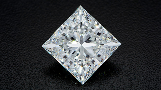 Figure 1. This 15.73 ct G-color CVD-grown diamond showed indications of HPHT treatment. Photo by Jian Xin (Jae) Liao.