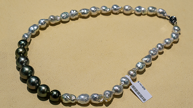 Tahitian cultured pearl and “keshi” necklace.