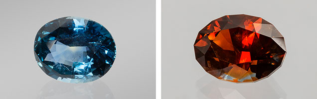 Blue and orange sapphires from Rock Creek.