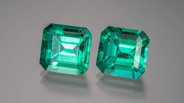 Matched pair of Colombian emeralds