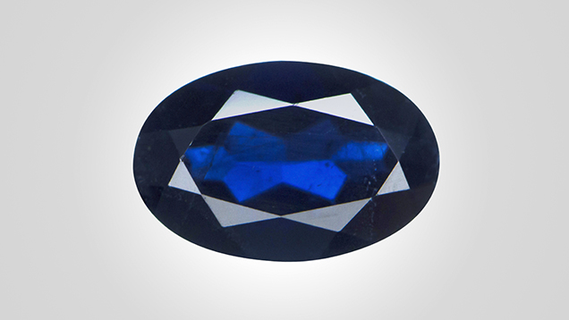Blue flux-grown synthetic sapphire.