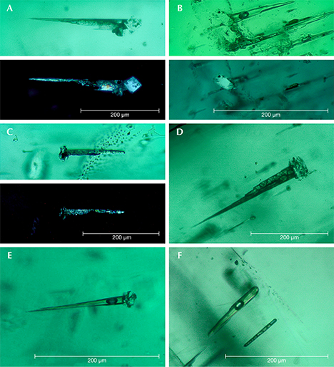 Growth tubes with contraction bubbles in Nacken synthetic emerald