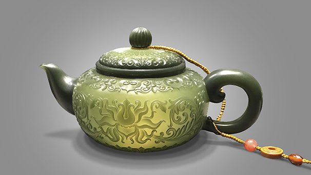 Nephrite “Eggshell Teapot” by Ting Yu.