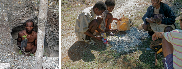 Grandidierite mining near Tranomaro, Madagascar