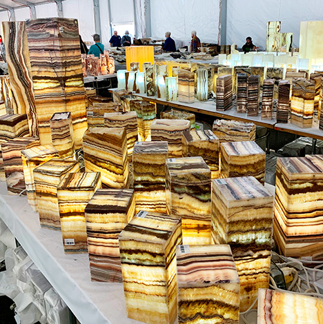 Stone décor sold at the Kino Gem & Mineral Show.