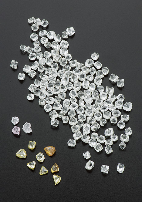 Group of colorless diamonds