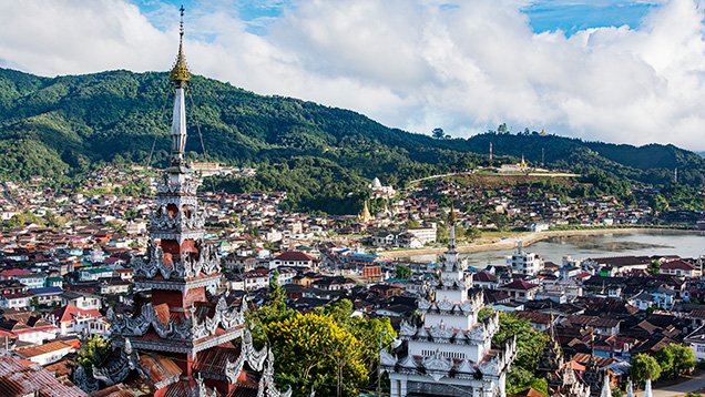 The town of Mogok in Myanmar