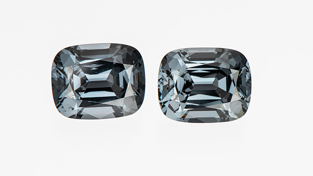 Matched slightly bluish gray spinels.