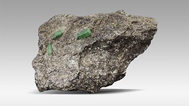 Emerald crystals in matrix from Habachtal