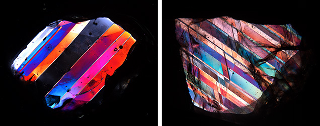 Polysynthetic twinning can be seen under cross polarizers.