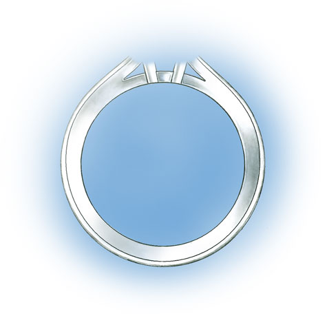 トーチを用いてサイズダウンをしたシャンクにダイヤモンドが無いコバルト含有プラチナリングの品質を評価する。 ビデオやイラストつき。