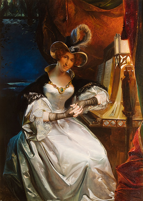 Cottreau’s 1834 portrait of Queen Hortense wearing the talisman.