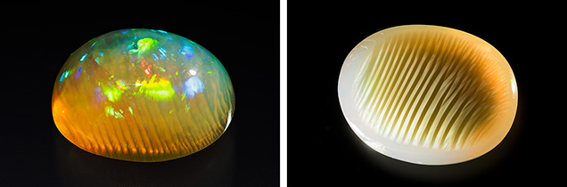 Ethiopian precious opal showing chatoyancy.