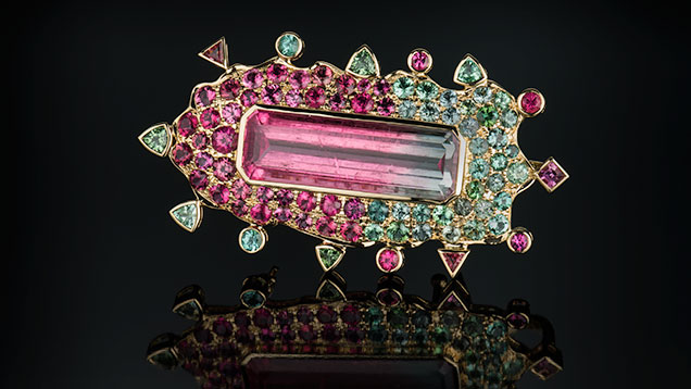 Bicolor Tourmaline Pin