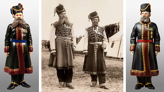 Fabergé figures of Chamber Cossacks A.A. Kudinov and N.N. Pustynnikov