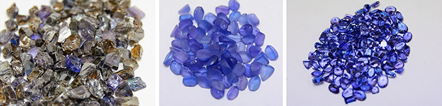 Tanzanite rough, preforms, and calibrated finished stones